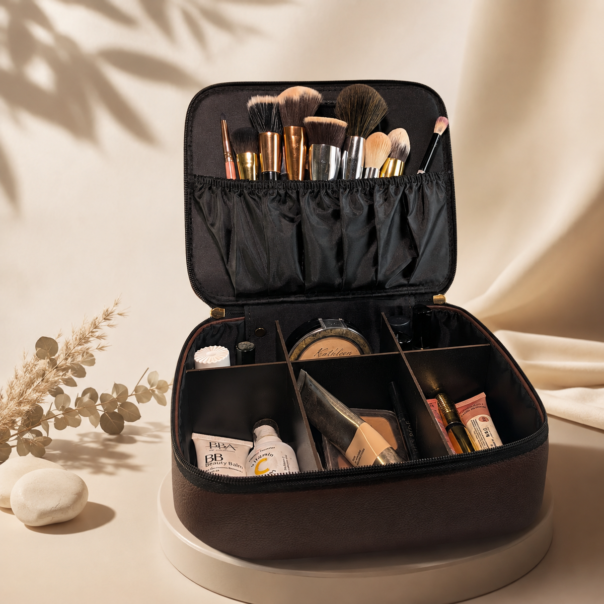 Premium Leather Jewelry and Makeup Organizer Case