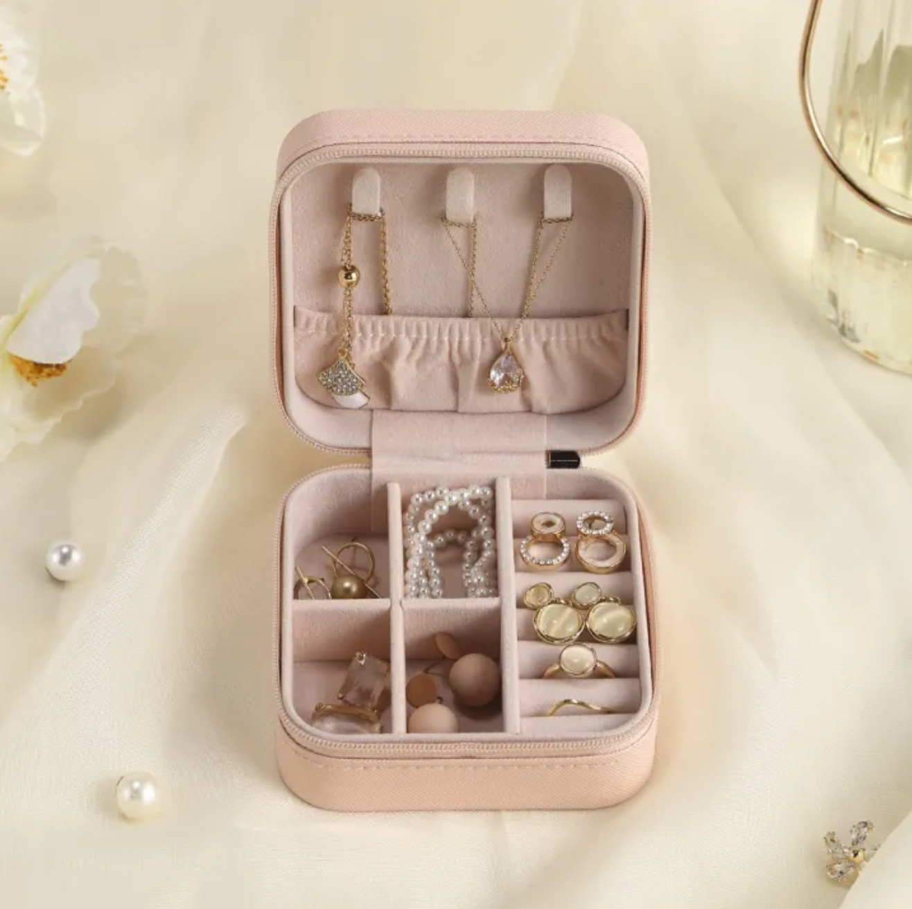 Leather Travel Jewelry Organizer Box