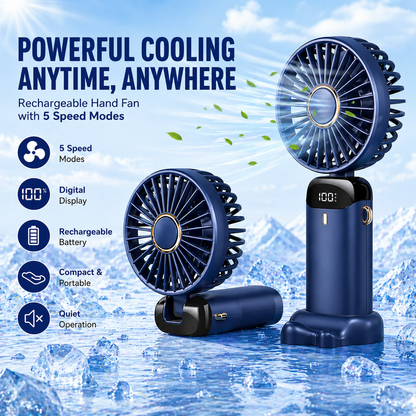 Portable Rechargeable Mini Fan with Digital Display