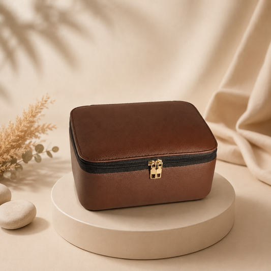 Premium Leather Jewelry and Makeup Organizer Case