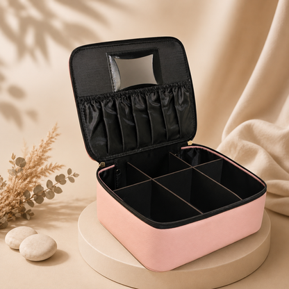 Premium Leather Jewelry and Makeup Organizer Case