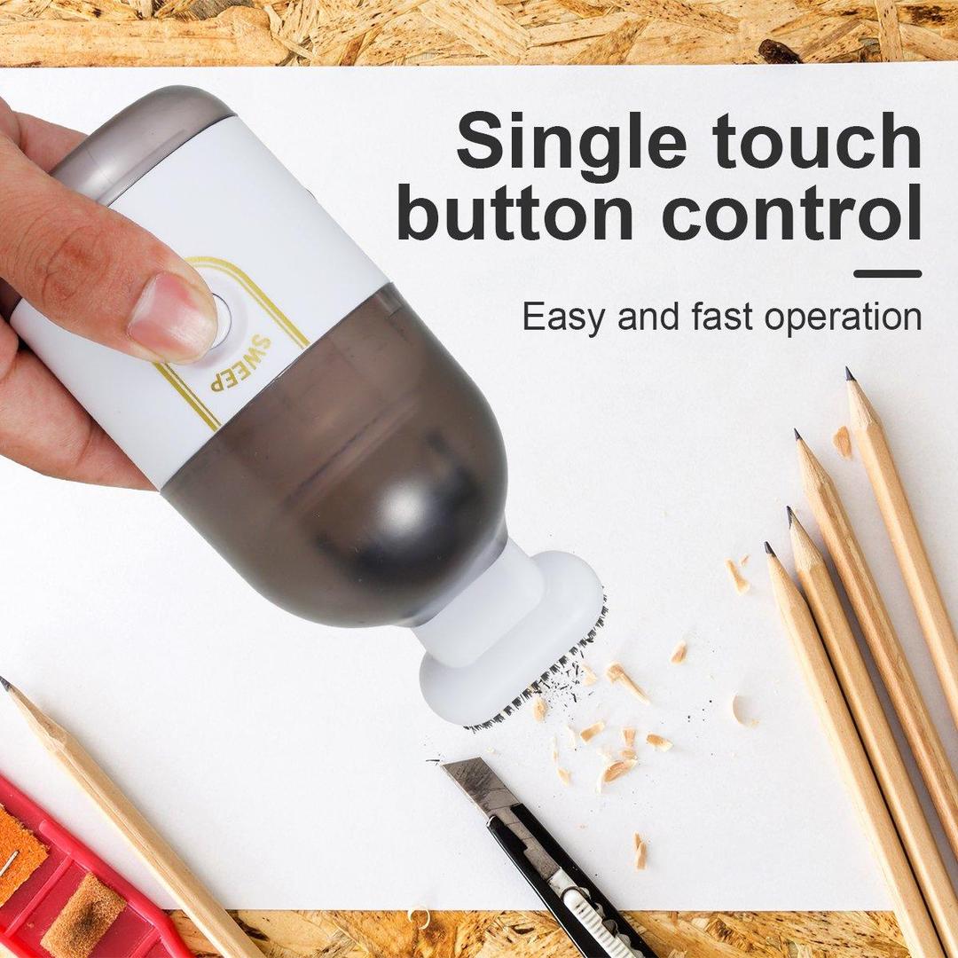 Desktop Vacuum Cleaner USB Rechargeable with Brush Silent Cordless Cleaner,White