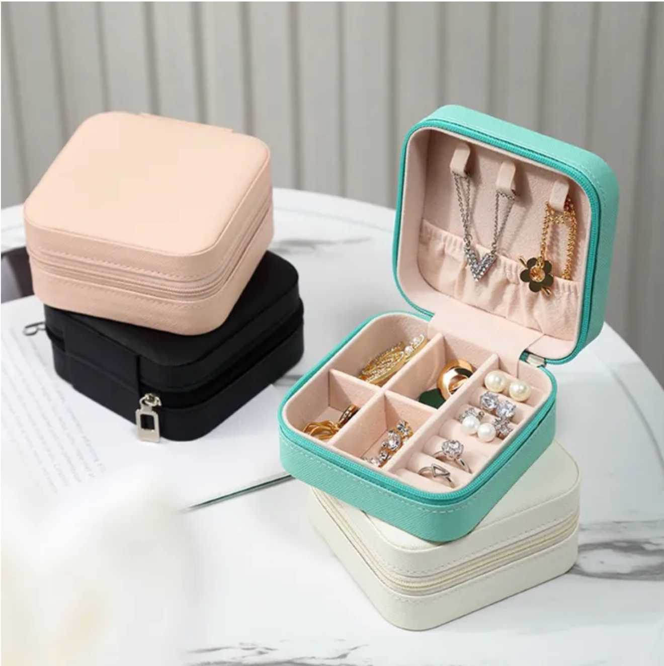Leather Travel Jewelry Organizer Box