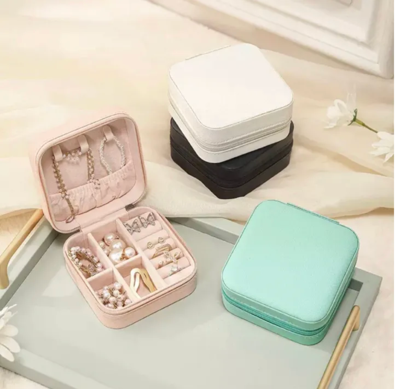 Leather Travel Jewelry Organizer Box
