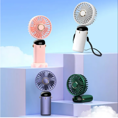 Portable Rechargeable Mini Fan with Digital Display