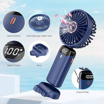 Portable Rechargeable Mini Fan with Digital Display